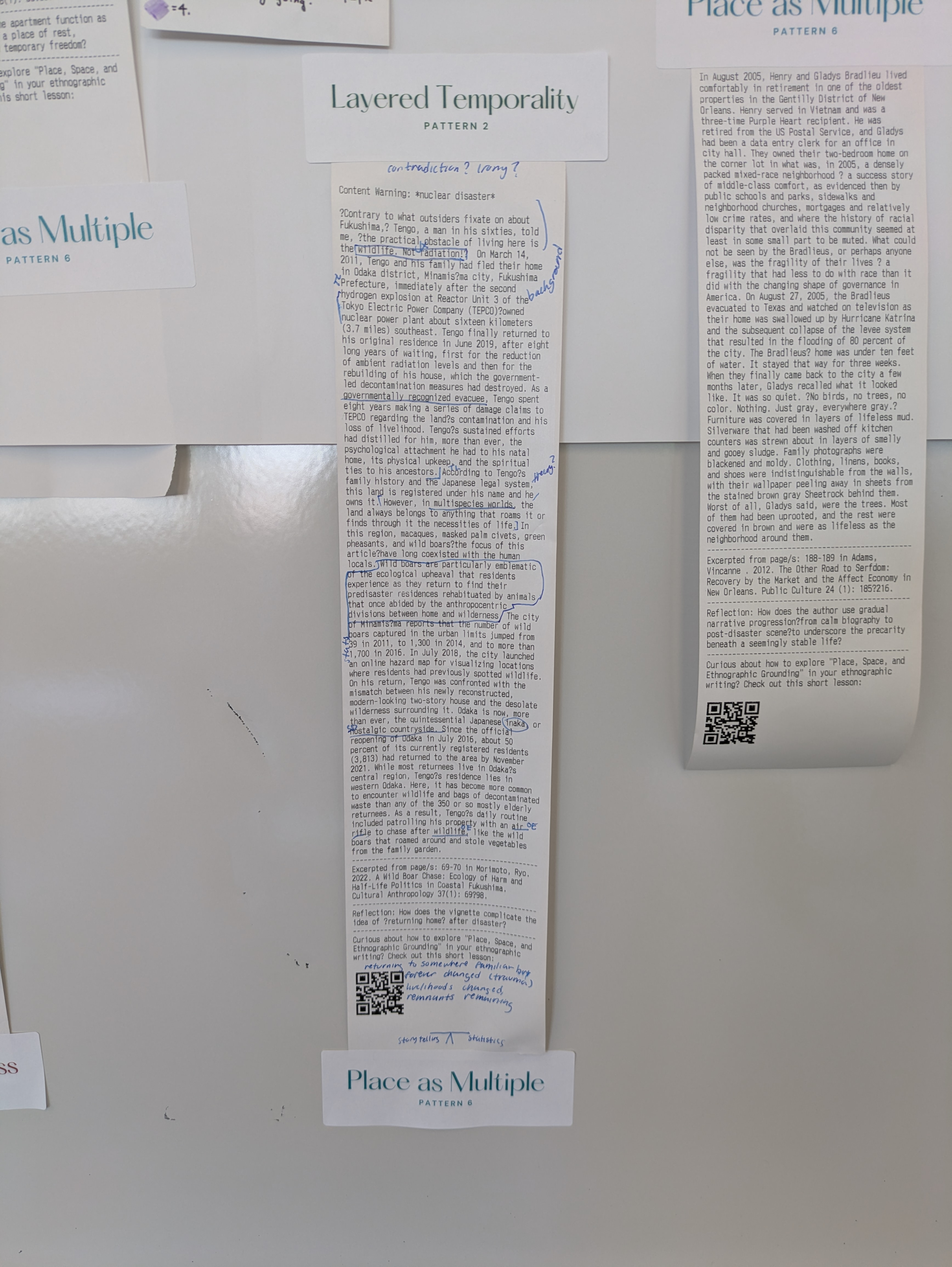 Vignette as a working document; annotated by a student